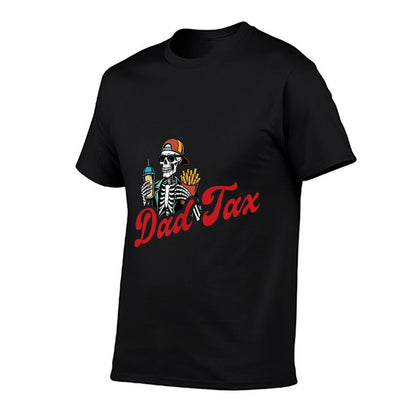 Dad Tax Making Sure It's Not Poison Skeleton Dad Tax 2 Sided  Oversized Silhouette T-Shirt