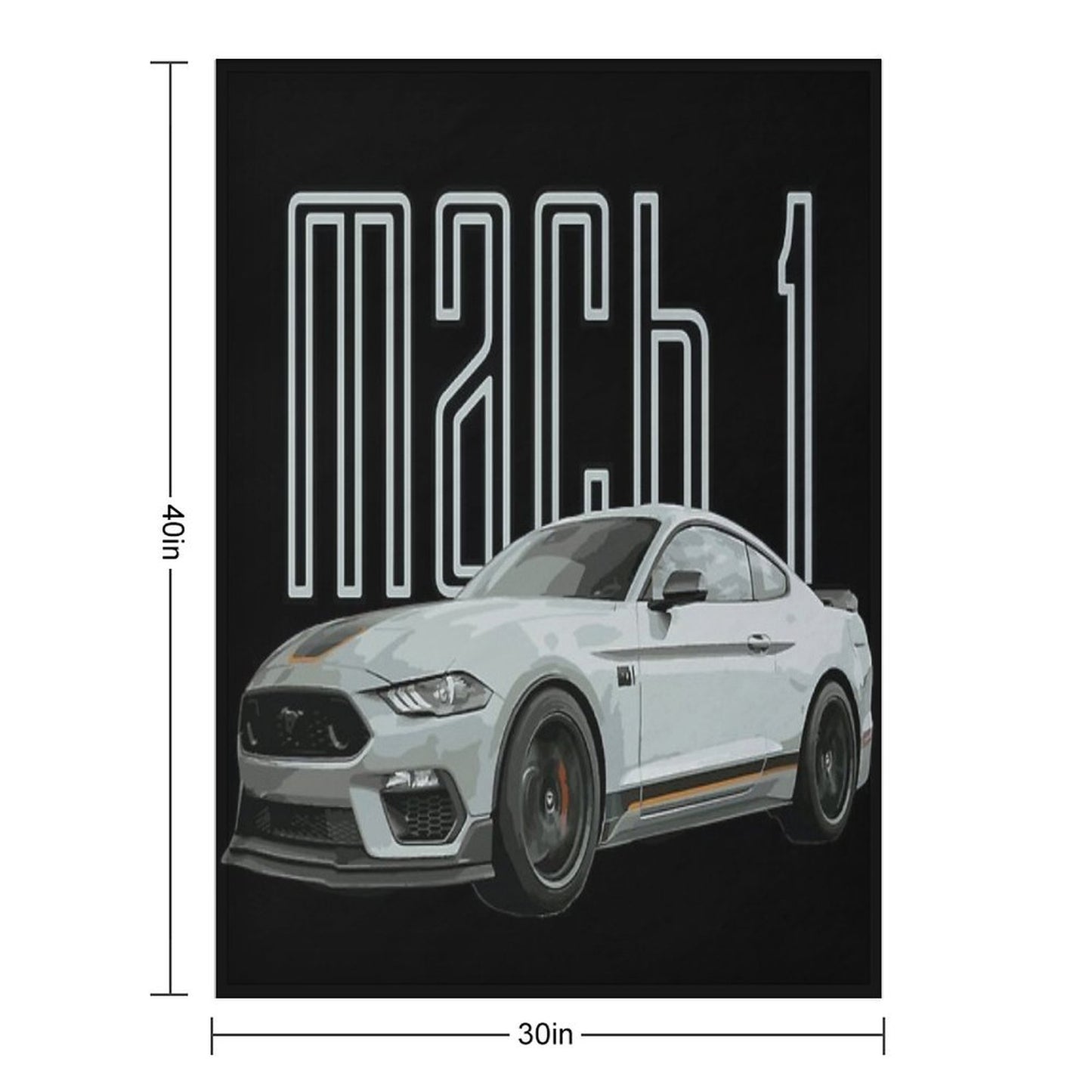 MACH 1 Mustang GT 5.0L V8 Performance Car Fighter Jet Gray Throw Blanket