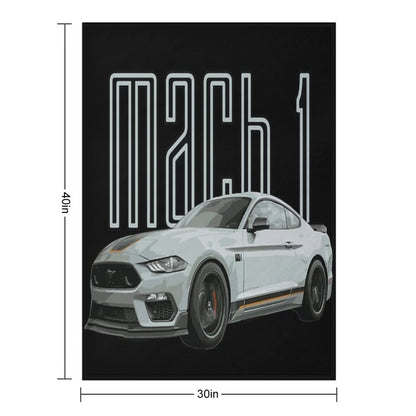 MACH 1 Mustang GT 5.0L V8 Performance Car Fighter Jet Gray Throw Blanket