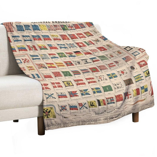 Vintage Flags of The World Chart Throw Blanket
