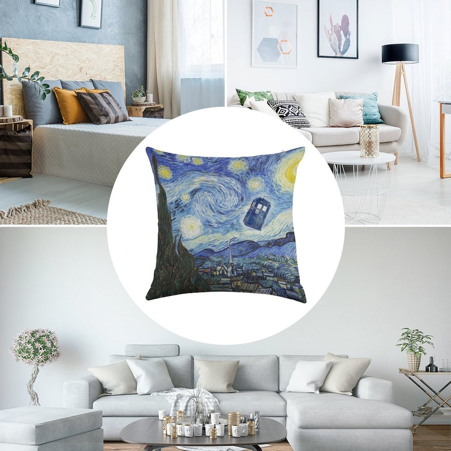 Vincent And The Doctor Linen Throw Pillow Cover