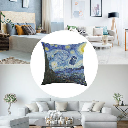 Vincent And The Doctor Linen Throw Pillow Cover