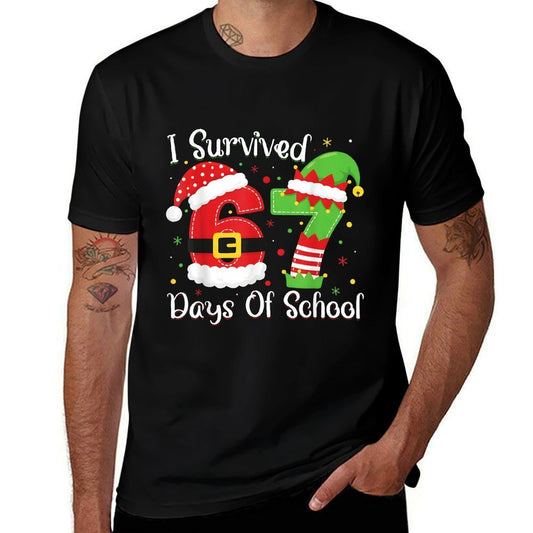Christmas I Survived 67 Days of School Funny Six Seven  Affordable Price T-Shirt