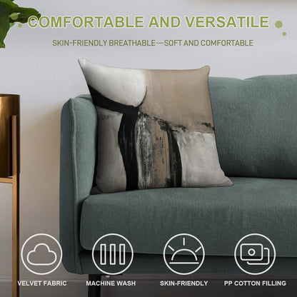 Neutral Abstract Soft Anti-Pilling Throw Pillow