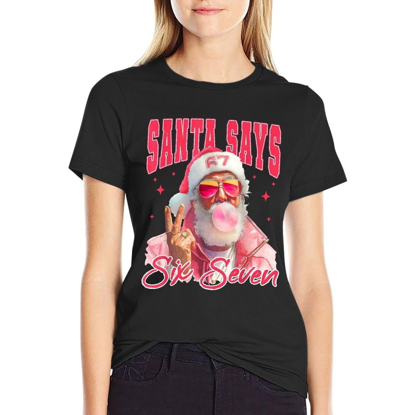 Funny Santa Says Six Seven Christmas 67 Meme Xmas Boys Girls  Versatile T-Shirt
