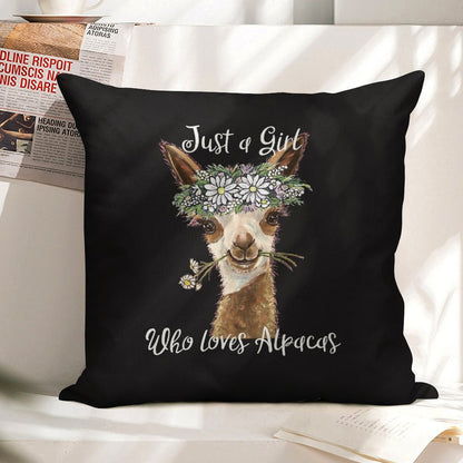 Just A Girl Who Loves Alpacas Shirt, Just A Girl Who Loves Alpaca Gifts Linen Throw Pillow Cover