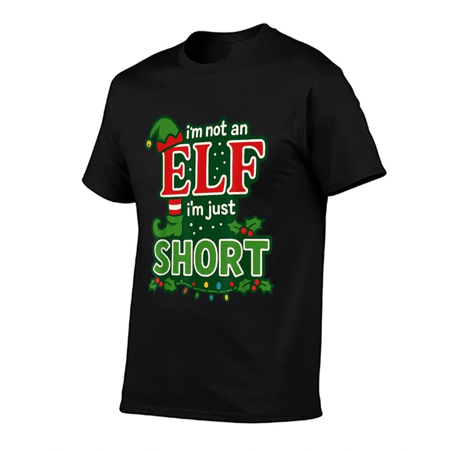Im Not An Elf Im Just Short Merry Christmas Elf Xmas Funny  Ribbed Collar T-Shirt