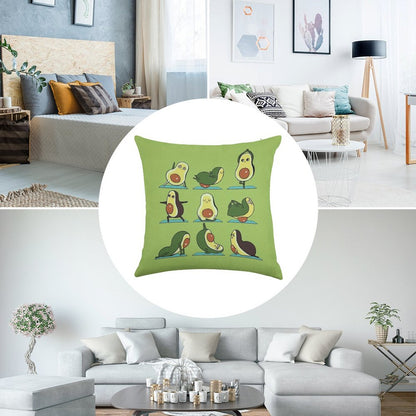 Avocado Yoga Linen Throw Pillow Cover