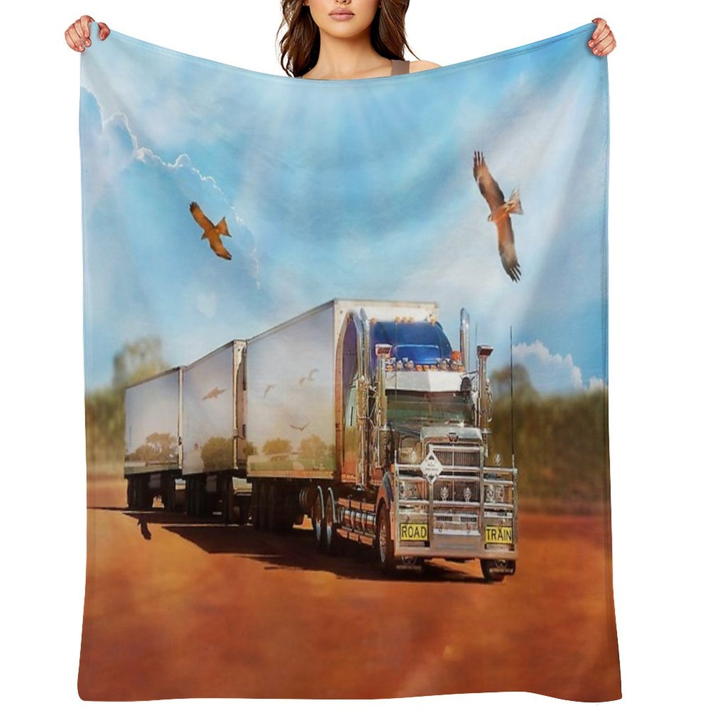 Kenworth Truck with Three Tailers Throw Blanket