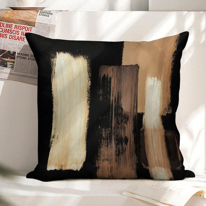 Black Brown Linen Throw Pillow Cover