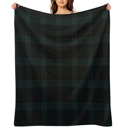 Dark Hunter Green And Deep Charcoal Tartan Plaid Throw Blanket