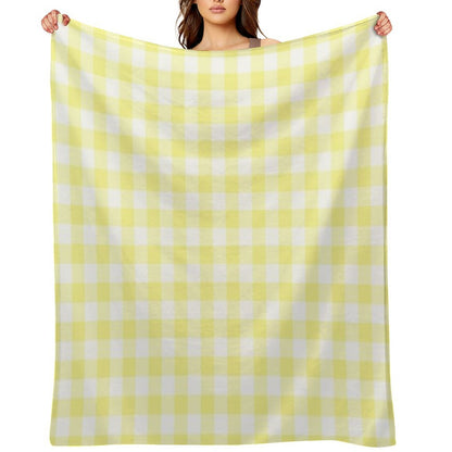 Sunny Yellow Gingham Checked Pattern Throw Blanket