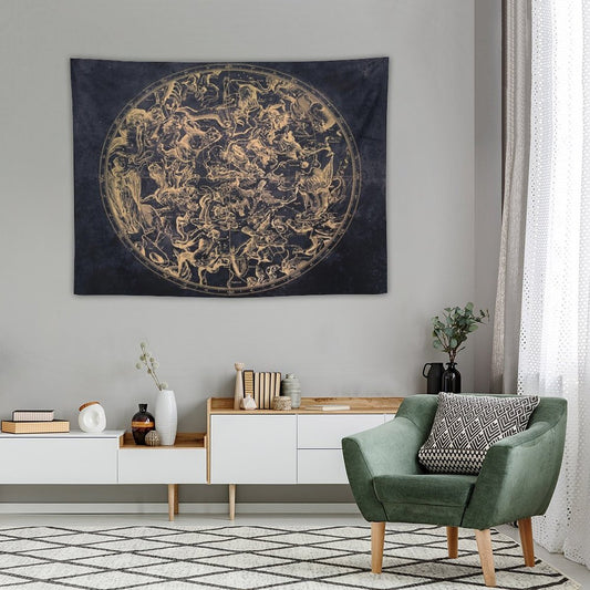 Vintage Constellations And Astrological Signs  Yellowed Ink And Cosmic Colour Tapestry