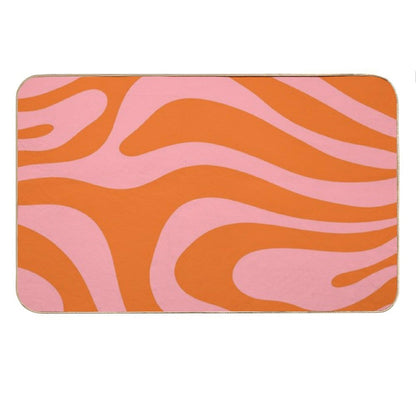 Abstract Retro 70s Orange Pink Bath Mat