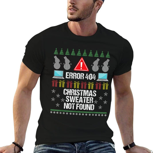 Computer Error 404 Ugly Christmas Sweater Not Found  Vintage-inspired T-Shirt