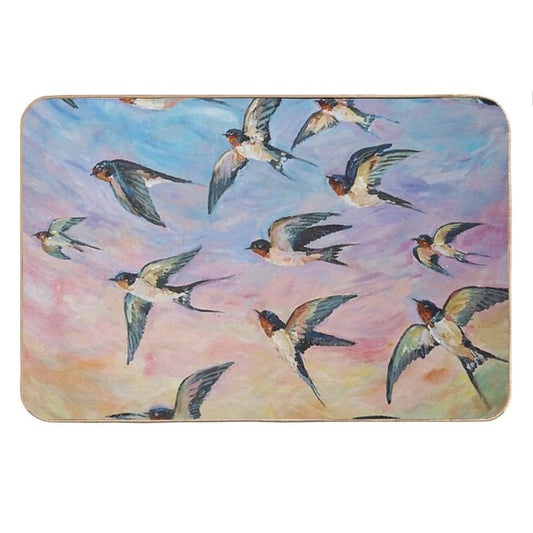 Barn Swallows Acrylic Painting Bath Mat