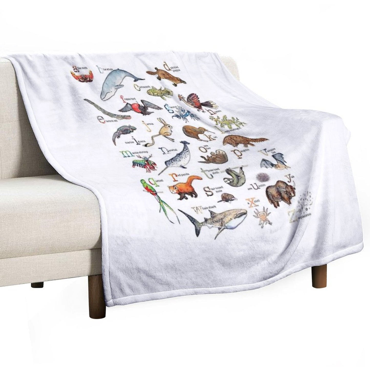 A to Z of Amazing Animals Throw Blanket
