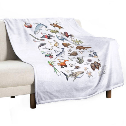 A to Z of Amazing Animals Throw Blanket