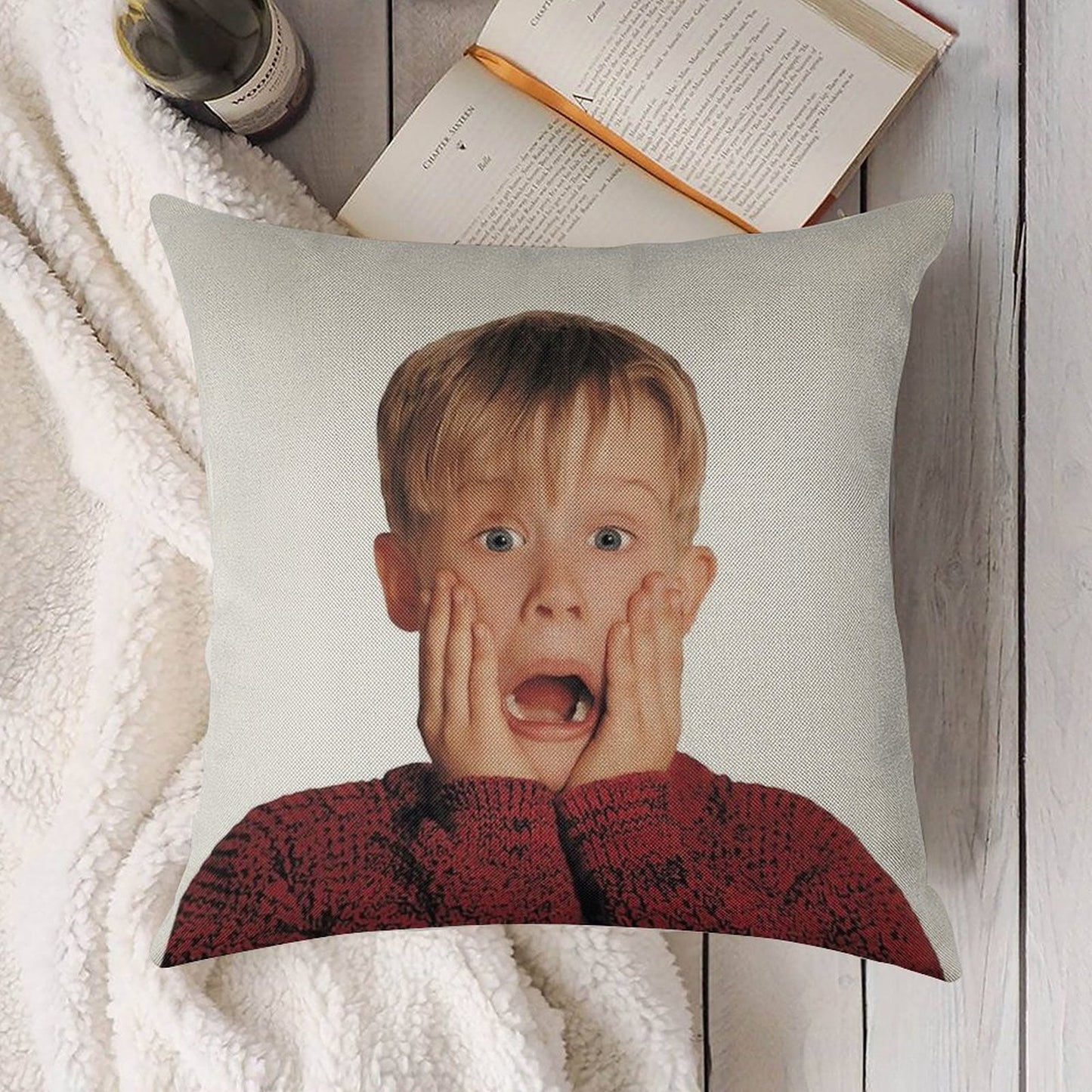 Home Alone Linen Throw Pillow Cover