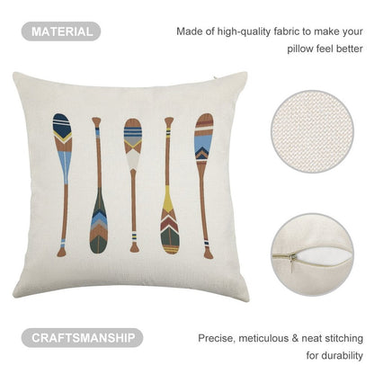 Painted Oars Linen Throw Pillow Cover