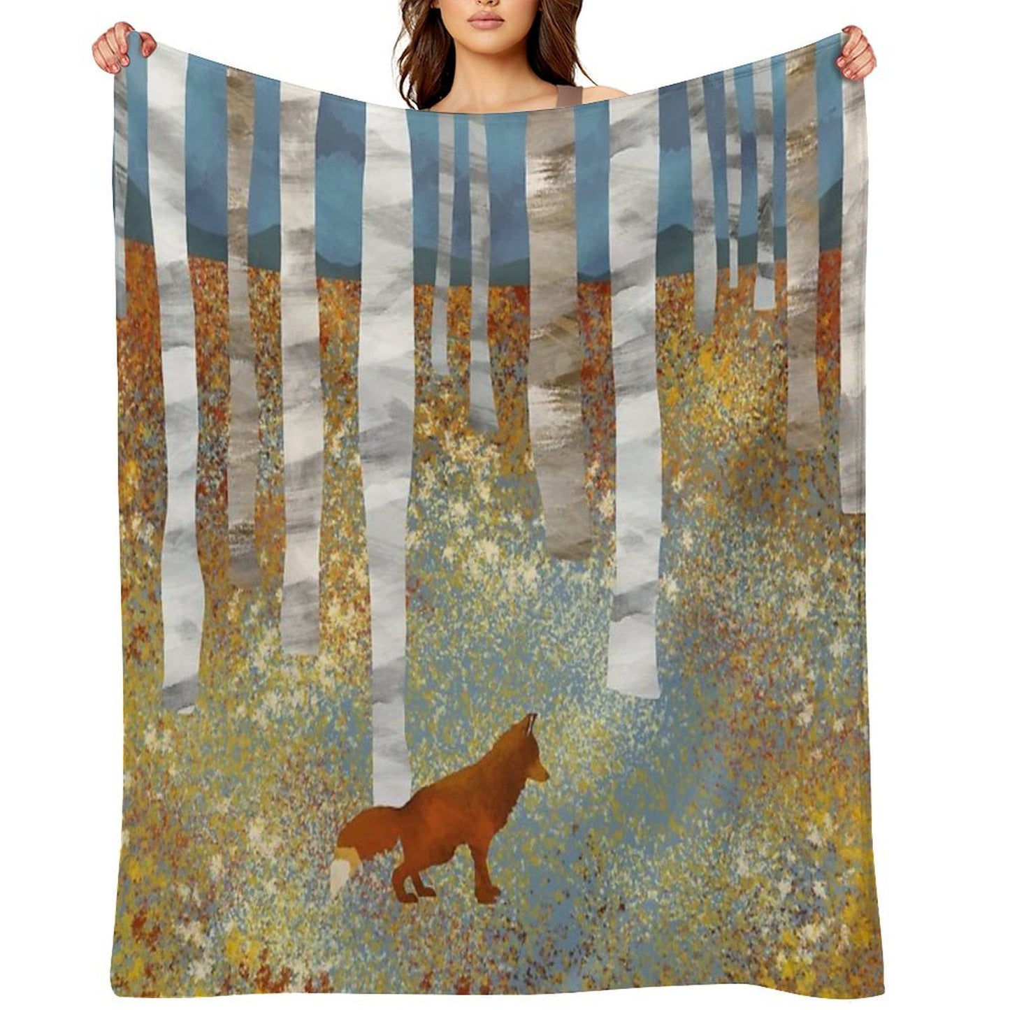 Autumn Fox Throw Blanket