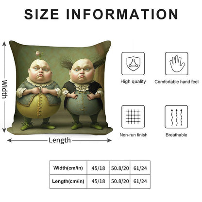 Tweedledee And Tweedledum - The Alice in Wonderland Collection Soft Hidden Zipper Throw Pillow