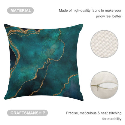 Golden Gemstone Glamour Mineral Linen Throw Pillow Cover