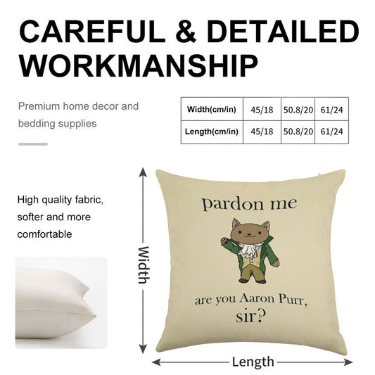 Alexander Hamilcat (Black Text) Linen Throw Pillow Cover