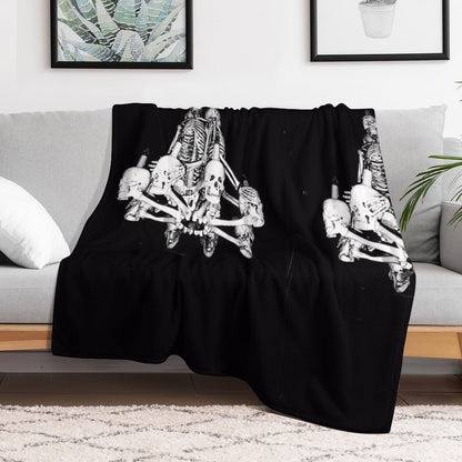 Dancing Bones in Dark Silence Throw Blanket