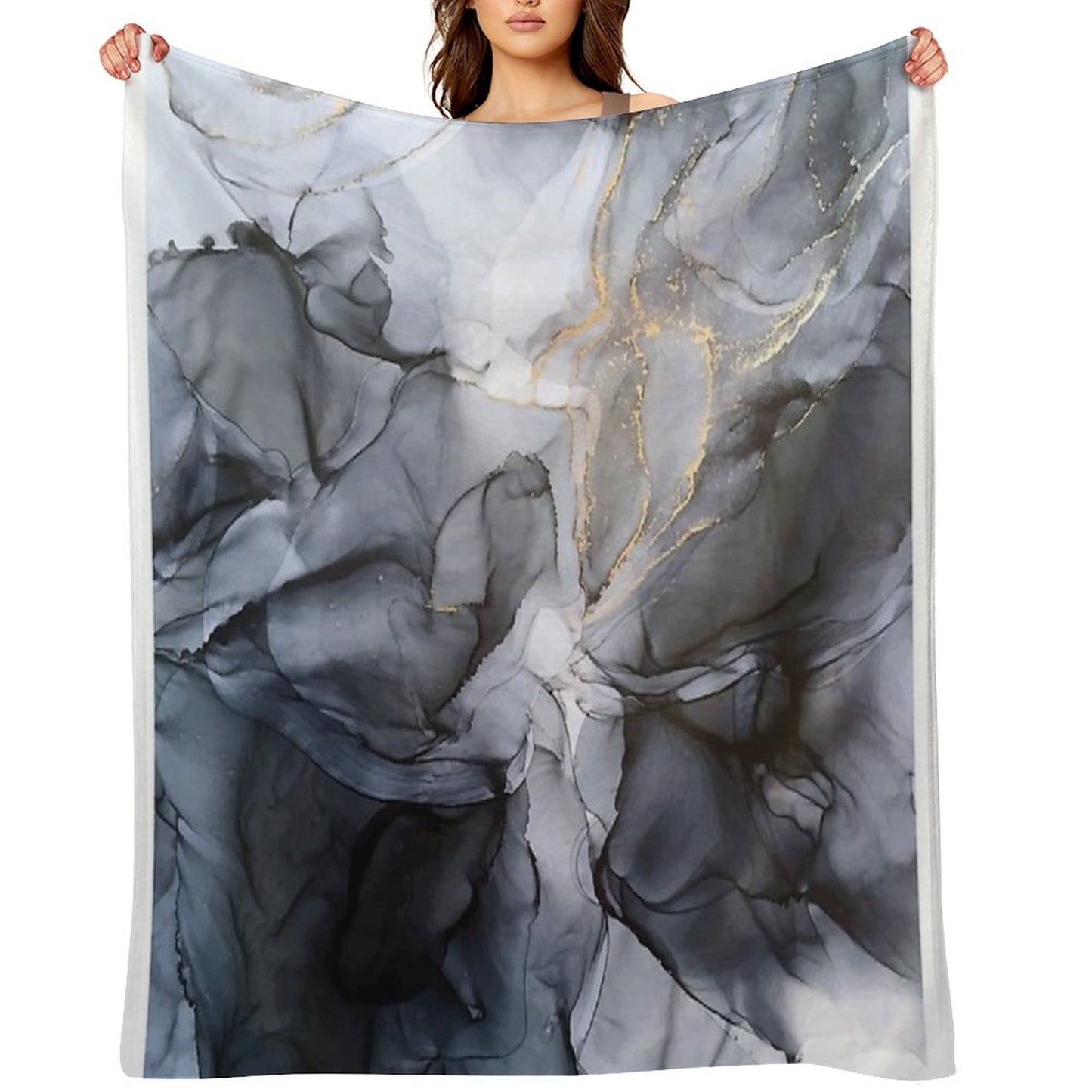 Calm But Dramatic Light Monochromatic Black & Grey Abstract Throw Blanket