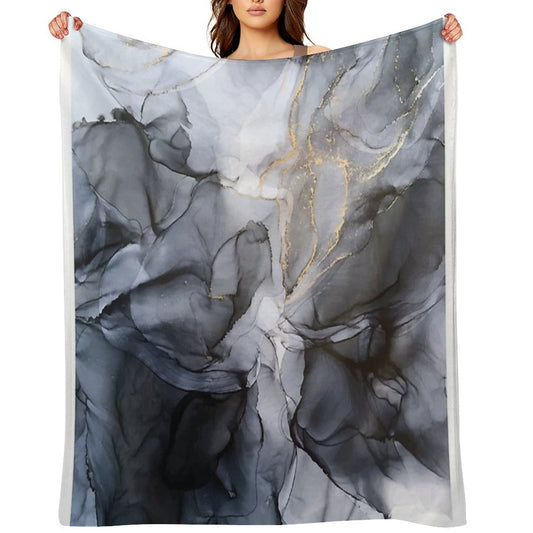 Calm But Dramatic Light Monochromatic Black & Grey Abstract Throw Blanket