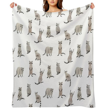 Raccoon Pattern Throw Blanket