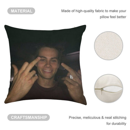 Dylan O’brien Middle Fingers Linen Throw Pillow Cover