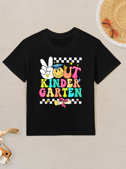 Peace Out Kinder Garten Graduation Funny Teacher Student Kids T-Shirt