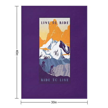 Live to Ride, Ride to Live Retro Cycling Poster Throw Blanket