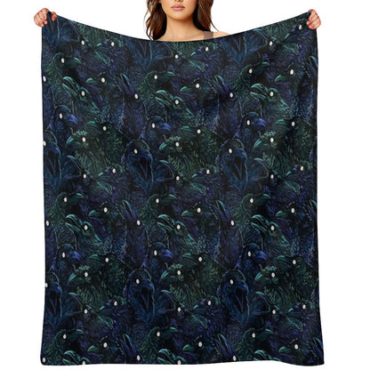 Raven Pattern Throw Blanket