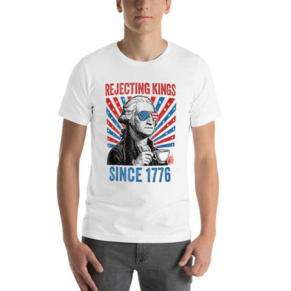 US Rejecting Kings Since 1776 4th of July Outfit  Heathered Texture T-Shirt