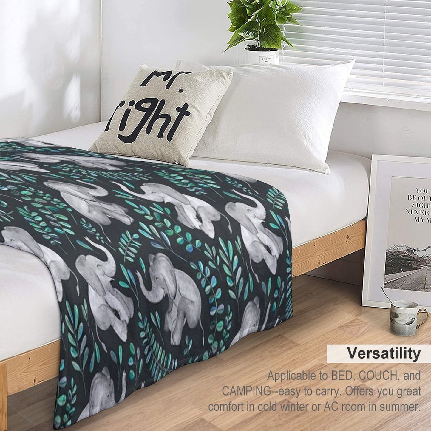 Laughing Baby Elephants – Emerald And Turquoise Throw Blanket