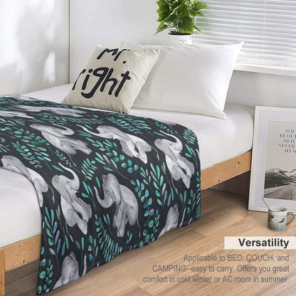 Laughing Baby Elephants – Emerald And Turquoise Throw Blanket