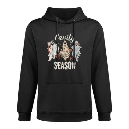 Cavity Season Halloween Funny Dental Ghosts And Toothbrush Kangaroo Pocket Hoodie