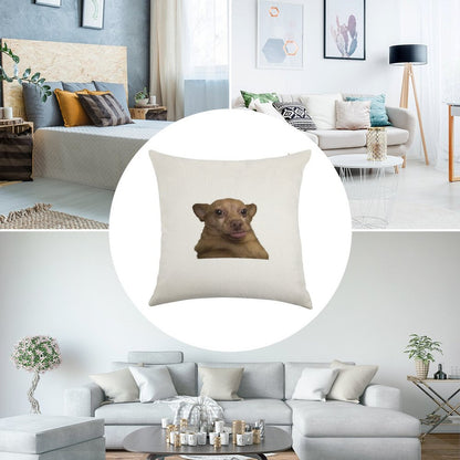 Blep Dog Linen Throw Pillow Cover