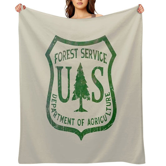 Forest Service Vintage Green Emblem Throw Blanket
