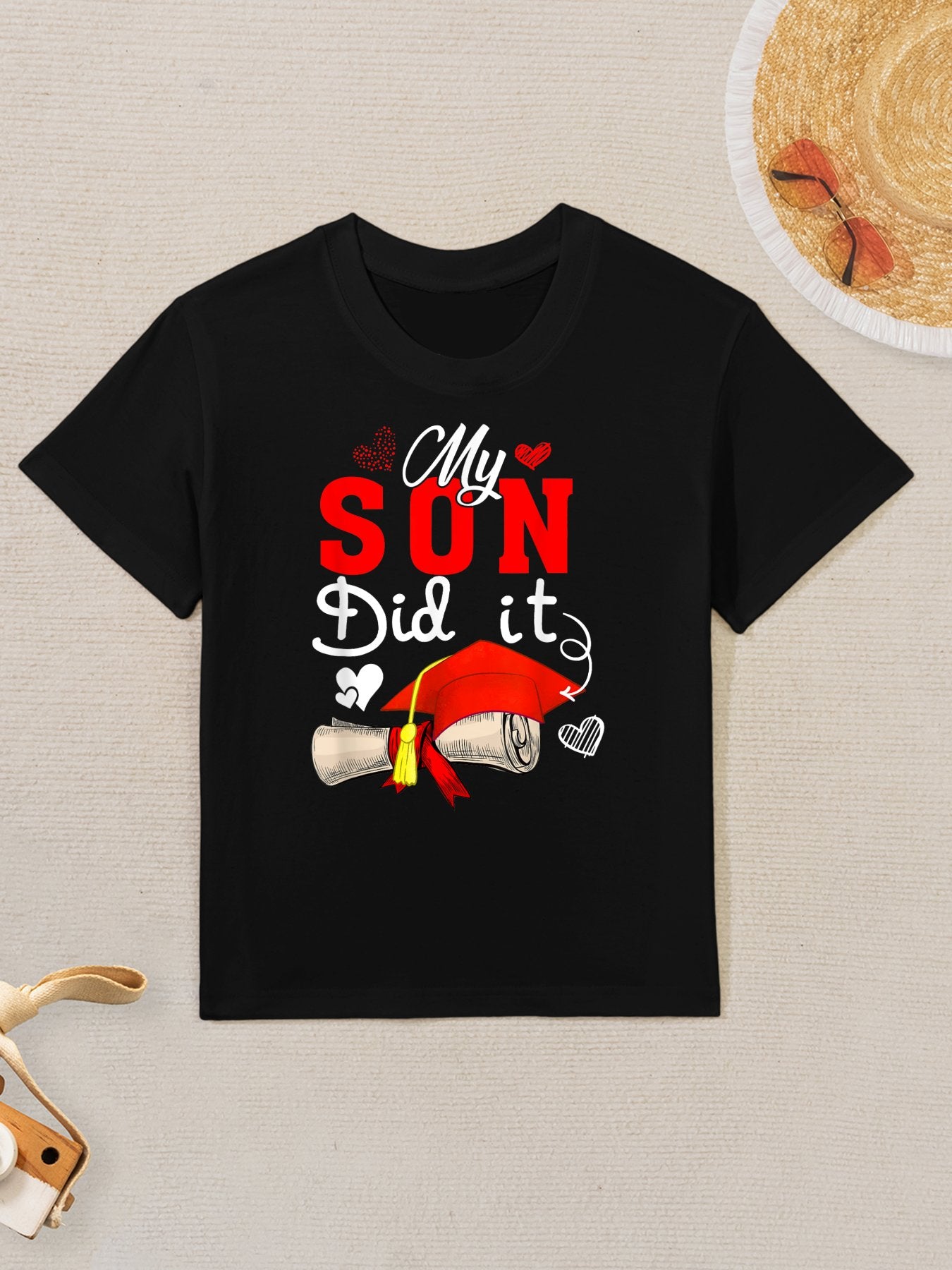 My Son Did It Cute Graduate Cap Proud Son Graduation Kids T-Shirt