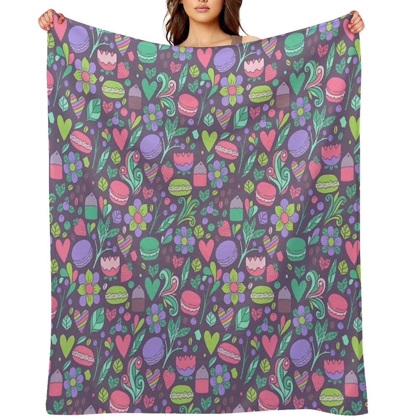 Macarons And Flowers Throw Blanket