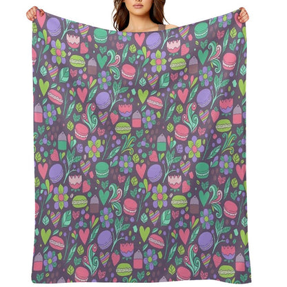 Macarons And Flowers Throw Blanket