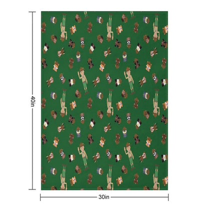 Wood Badge Patrol Critters - Baden-Powell Pattern - Green Throw Blanket