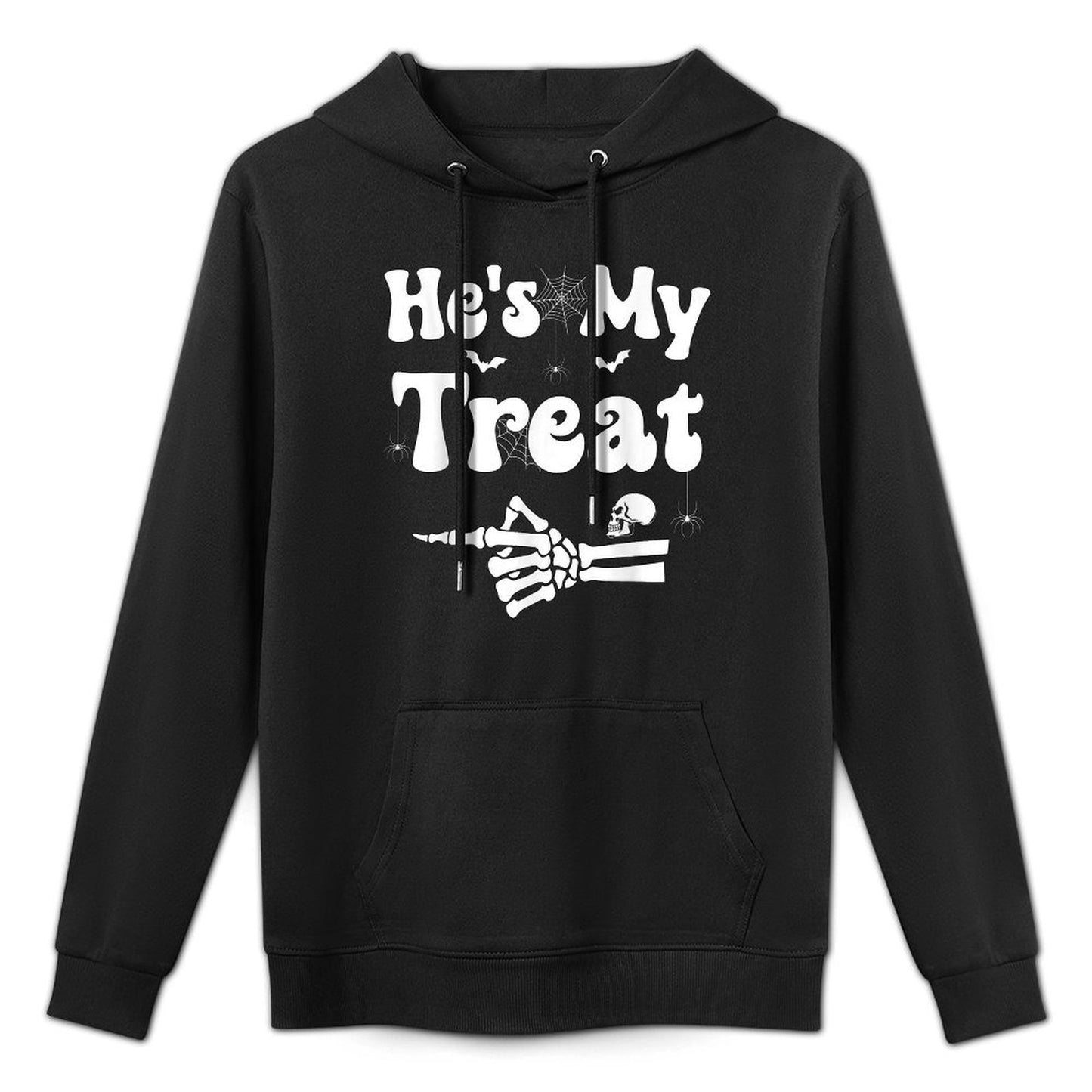 Hes My Treat Skeleton Couples Matching Couple Halloween Kangaroo Pocket Hoodie