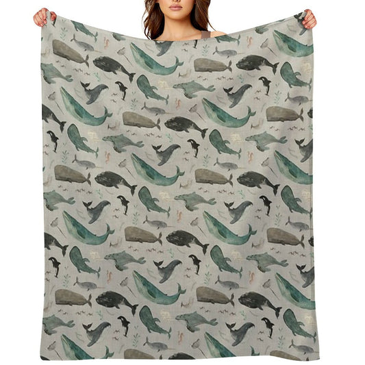 Whale Song Gray Throw Blanket