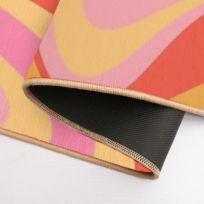 New Groove Retro Swirl Abstract Pattern Pink Orange Yellow  Dirt-Trapping Bath Mat