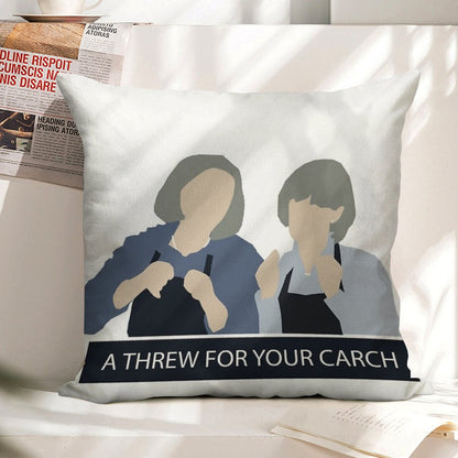 Prude And Trude - Kath And Kim Linen Throw Pillow Cover
